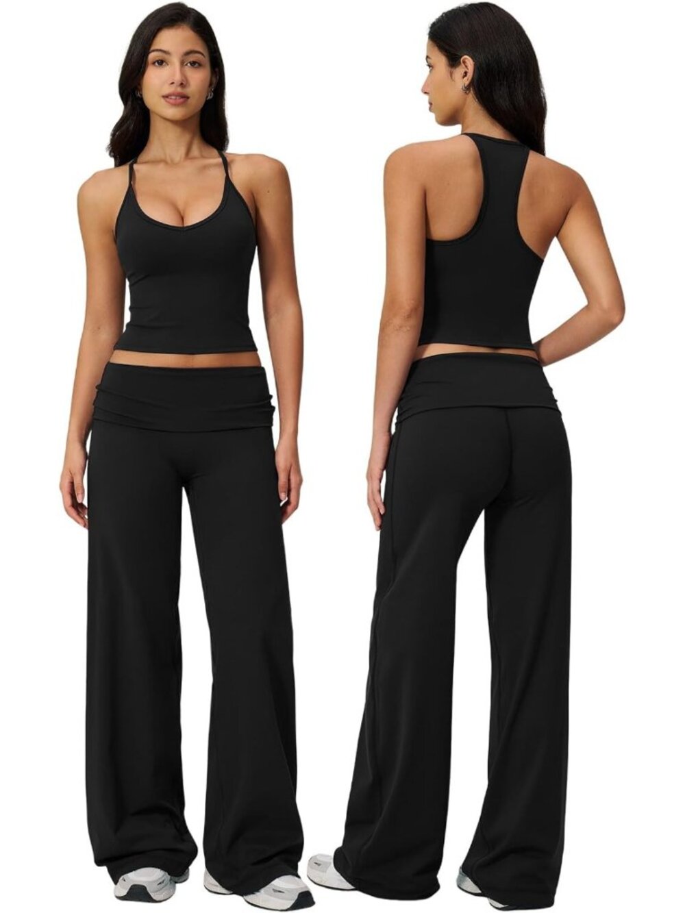 Stylish Women's Workout Sets | Wide Leg Foldover Leggings & Pilates Outfits